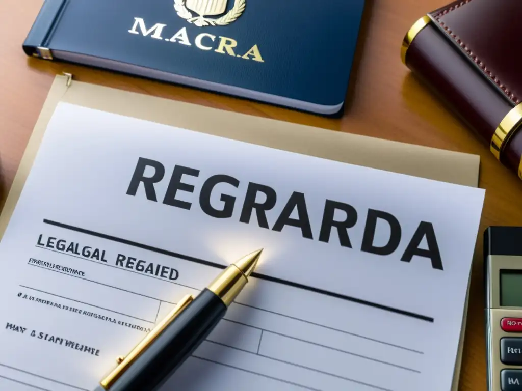 Abogados y representantes examinan documento de 'Marca Registrada' en oficina moderna, defendiendo la marca contra falsificaciones