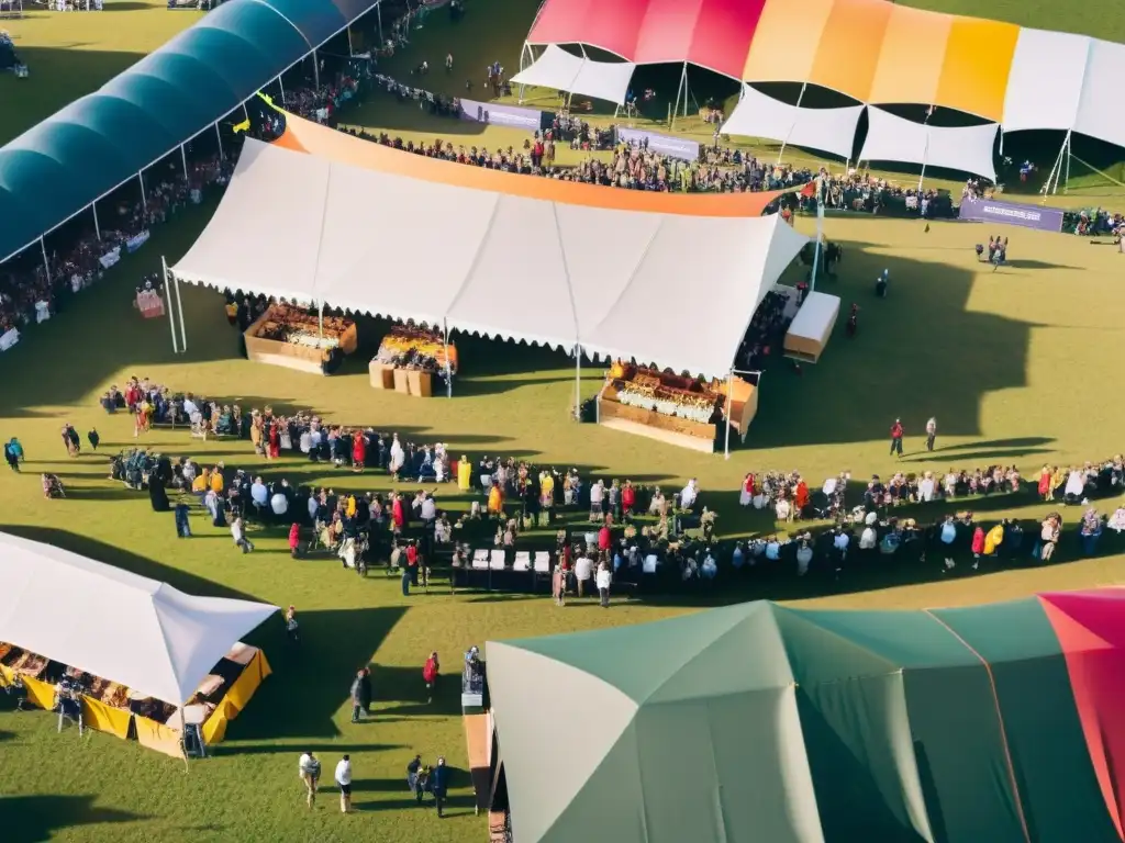 Fotografía aérea de un animado evento al aire libre capturado por un dron