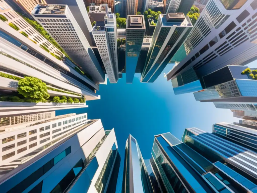 Fotografía aérea de una ciudad vibrante y moderna con rascacielos impresionantes