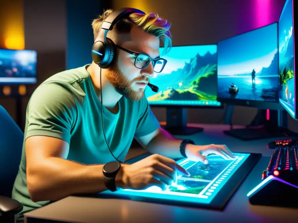 Creación de Arte de Concepto de Juego: Innovación en Acción Un artista digital crea una obra de arte de concepto para videojuegos, resaltando la importancia de los derechos de autor en gaming