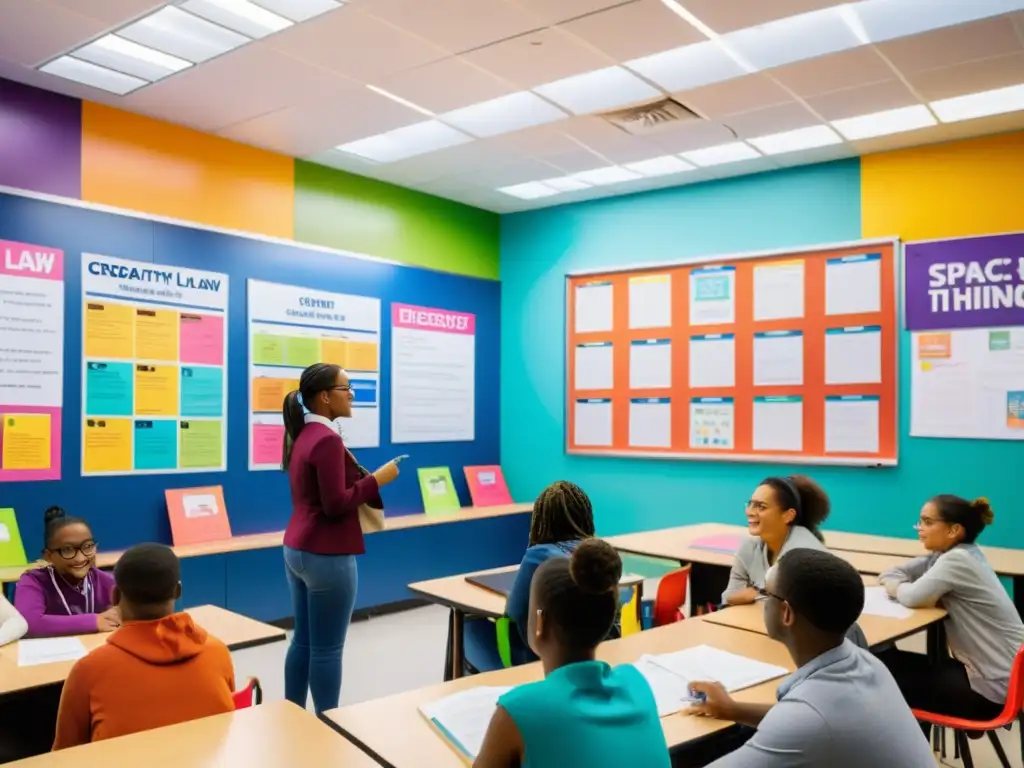 Aula vibrante y moderna con actividades educativas