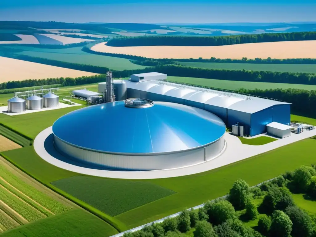 Avanzada planta de biorefinería para producción de biocombustibles orgánicos, integrada en un paisaje natural