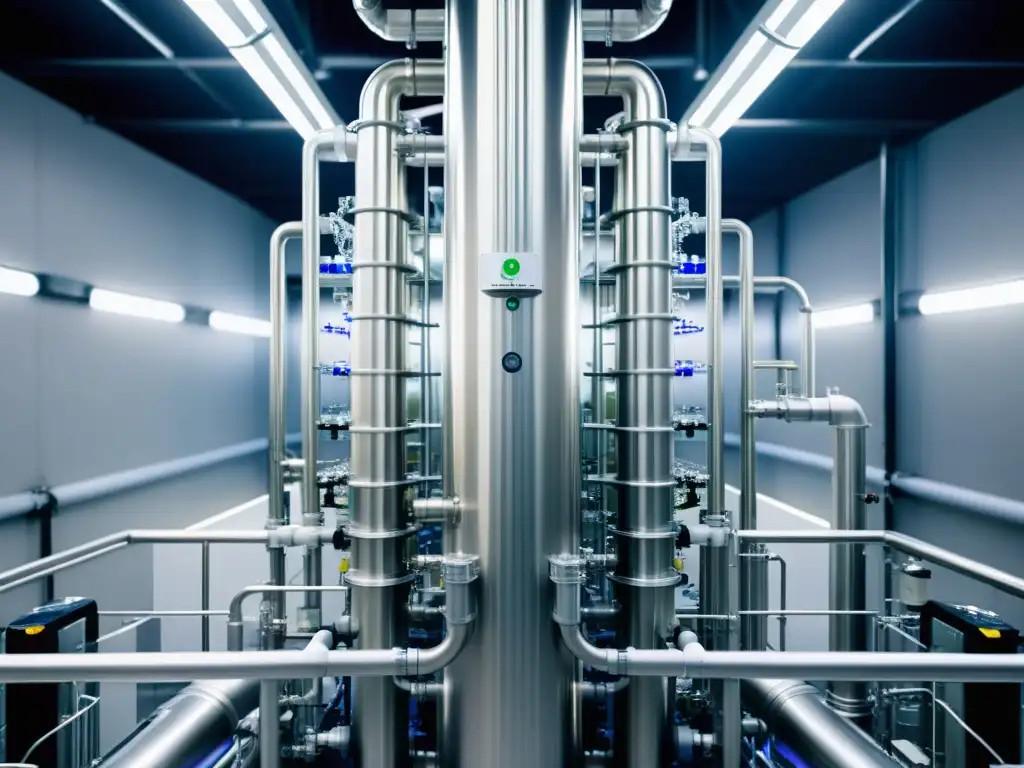 Una avanzada planta de biotecnología industrial con un moderno biorreactor en operación, destacando la innovación en la protección de innovaciones en biotecnología industrial
