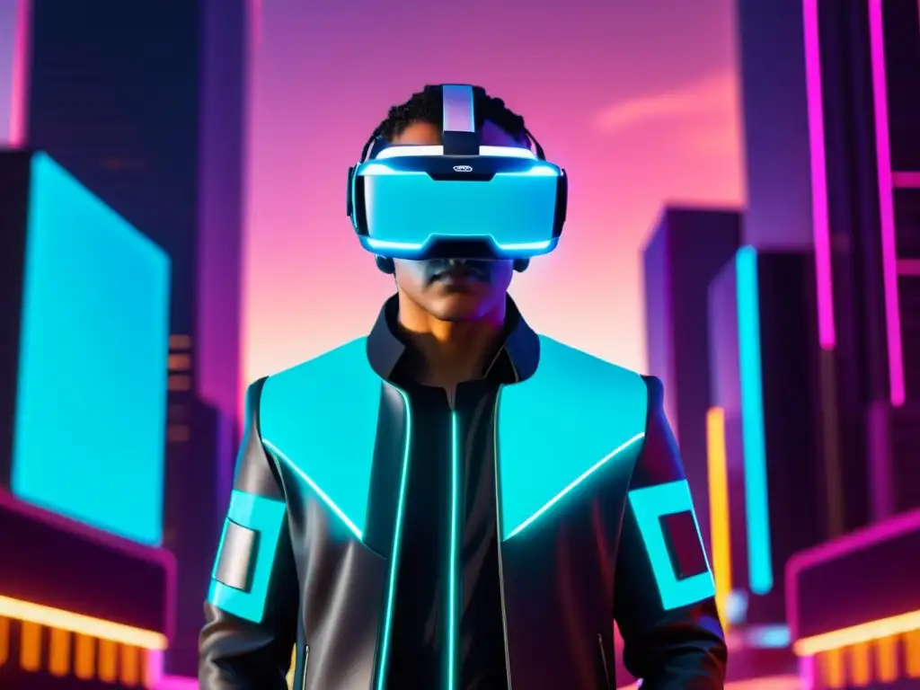 Avatar futurista en ciudad cyberpunk, protección propiedad intelectual videojuegos