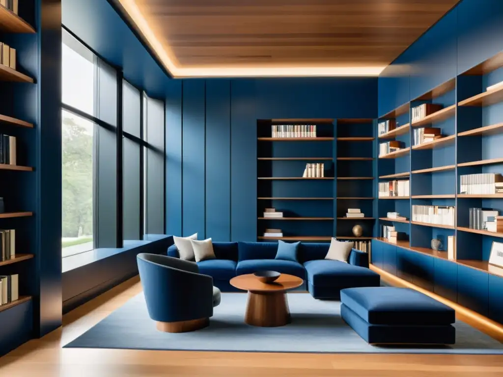 Una biblioteca legal moderna y sofisticada con diseño minimalista