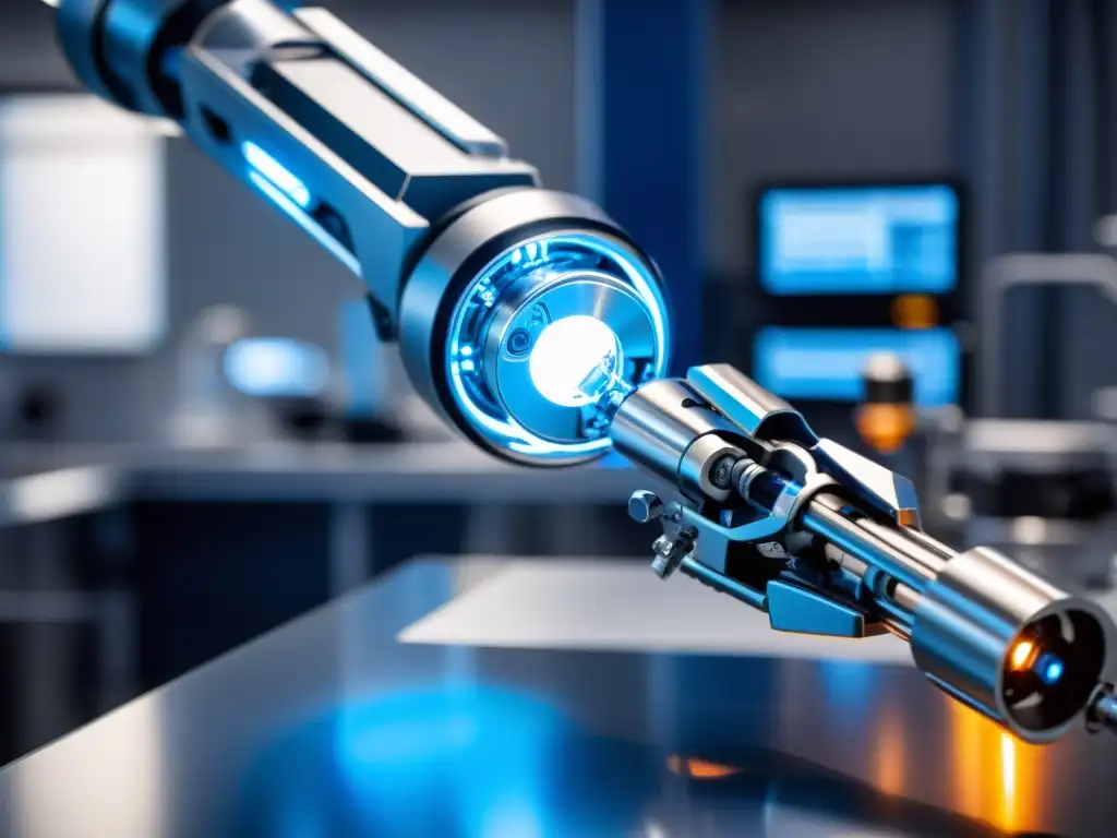 Un brazo robótico de alta tecnología manipulando con precisión, en un laboratorio futurista