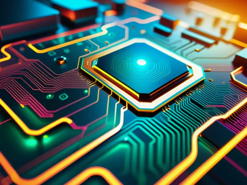 Brillante circuito abstracto simboliza la importancia de patentes en economía global, innovación y progreso tecnológico