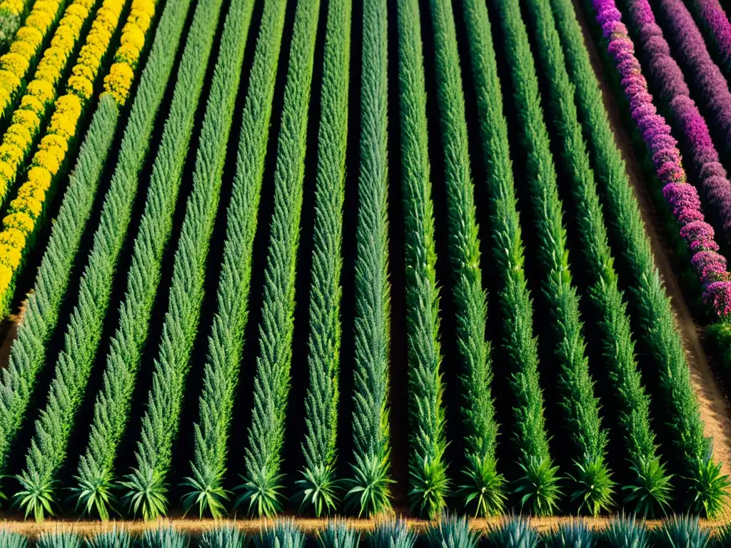 Campo de plantas protegidas con precisión, muestra la importancia de la protección internacional de obtenciones vegetales