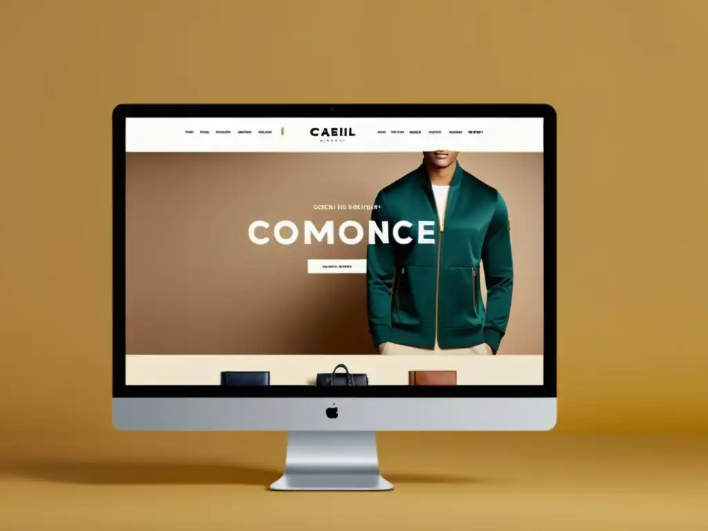 Captura de pantalla de un elegante sitio web de moda con diseño minimalista, imágenes de alta calidad y colores sofisticados