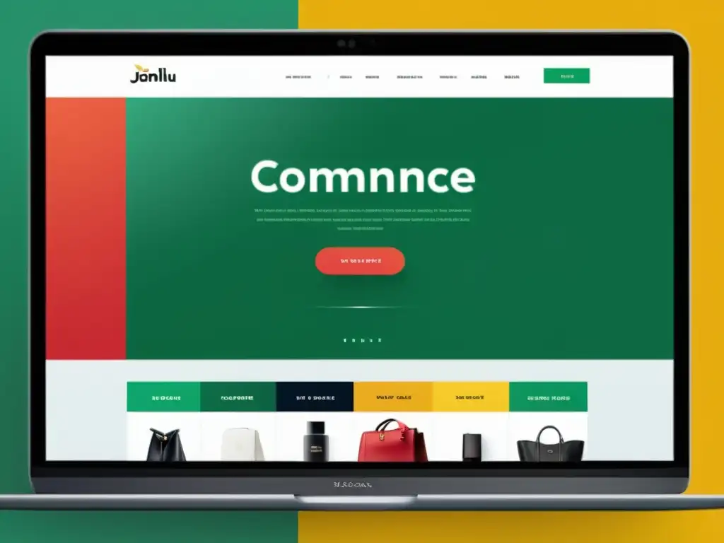 Captura de pantalla de un elegante sitio web de comercio electrónico con diseño minimalista y colores vibrantes