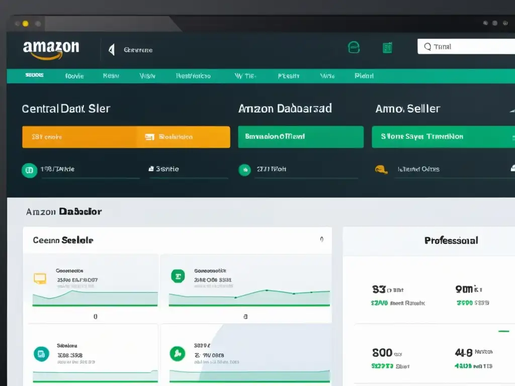 Captura de pantalla de un moderno y profesional panel de control de vendedor en Amazon, resaltando las opciones de protección de marca