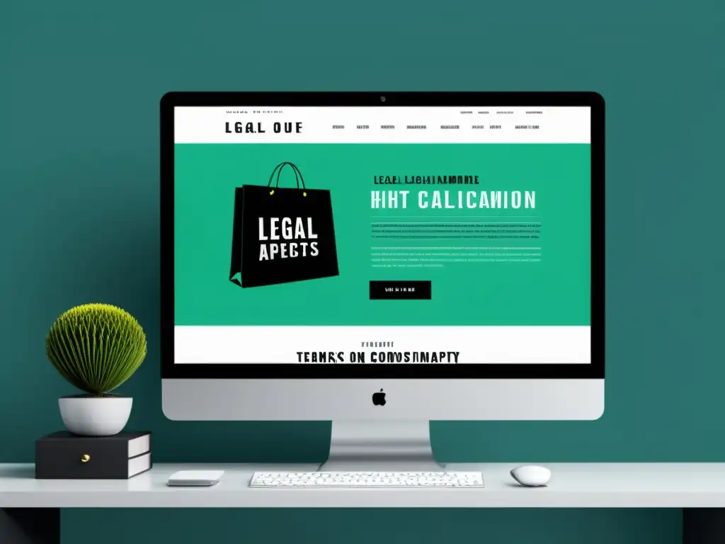 Moderno sitio de moda con énfasis en aspectos legales Captura de pantalla de un sitio web de moda con énfasis en retos legales, términos y condiciones, y derechos de propiedad intelectual