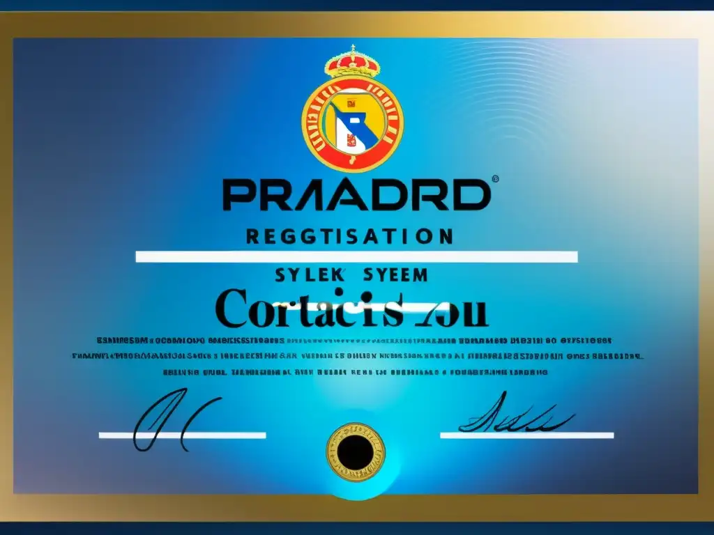 Certificado de registro internacional de marcas con detalles holográficos y logo oficial del Sistema de Madrid