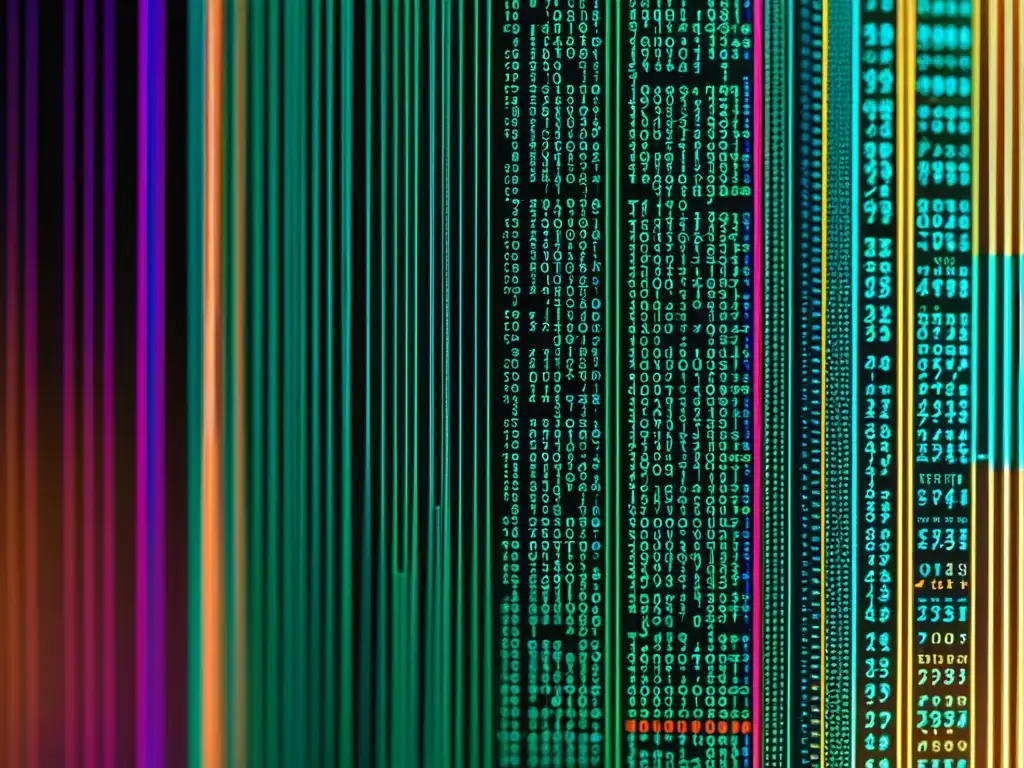 Un código informático detallado y colorido, que representa la complejidad de patentar software