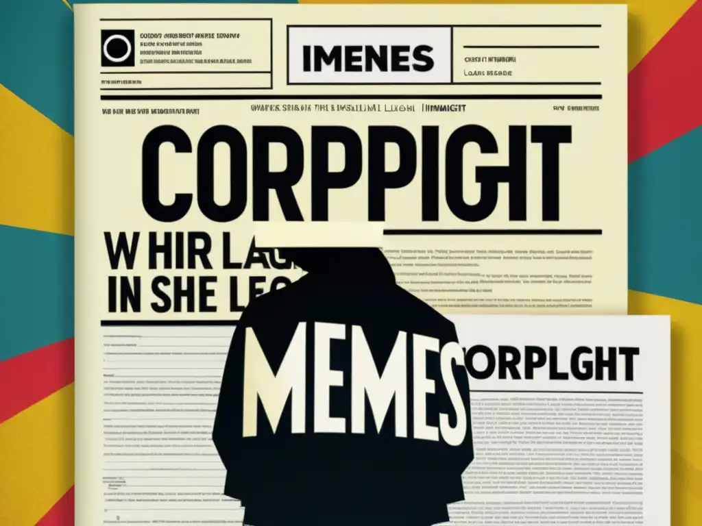 Colaje digital de memes populares con símbolos de copyright y documentos legales, reflexionando sobre el uso justo de memes en publicidad