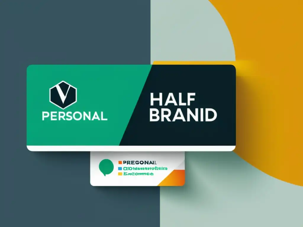 Comparativa entre marca personal y comercial en ecommerce: contraste entre logos en marketing materials, reflejando autenticidad vs
