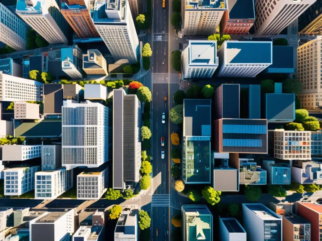 Derechos de autor fotografía aérea: Impresionante vista aérea de una vibrante ciudad, con intrincada infraestructura urbana y vida bulliciosa