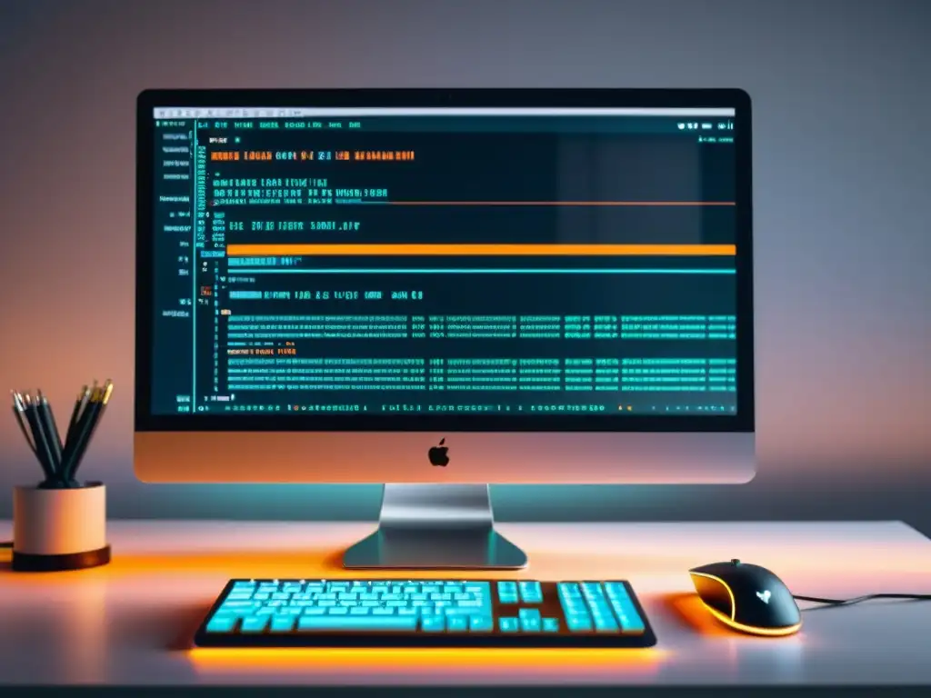 Interfaz de programación futurista y profesional en pantalla de ordenador Derechos de autor en software: Imagen de pantalla de código en interfaz moderna y minimalista, con estética futurista y profesional