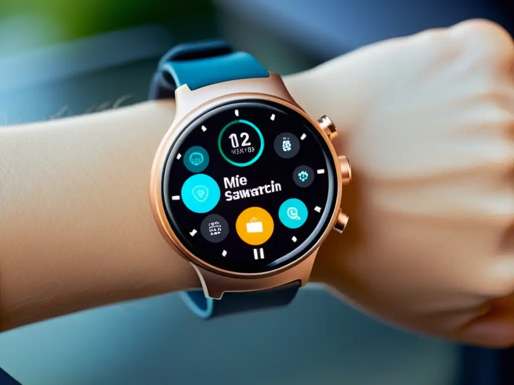 Derechos de propiedad intelectual en wearables: Un smartwatch moderno con diseño innovador y funcionalidad avanzada, destacando tecnología de vanguardia y estética sofisticada