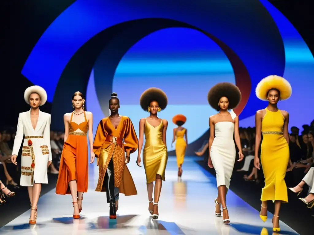 Desfile de moda europea con diseño innovador y diverso, resaltando la fusión de elementos tradicionales y modernos