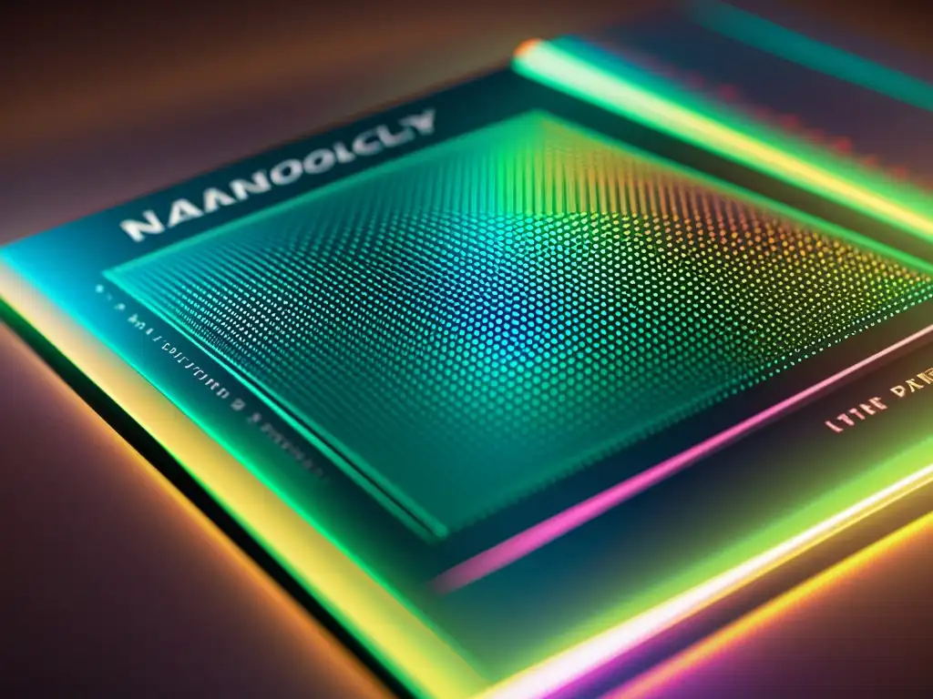 Detallada imagen de patente de nanotecnología con elementos holográficos futuristas