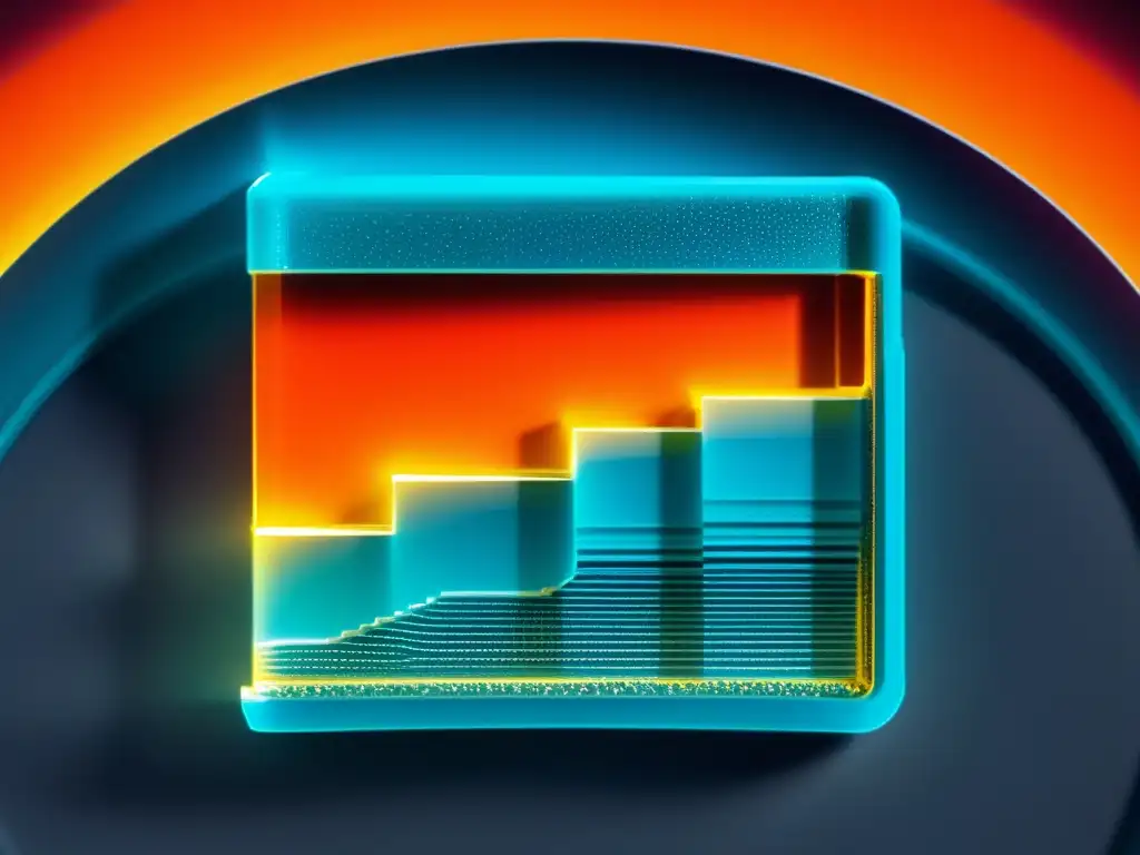 Detallada imagen de una sección transversal de una batería de alta capacidad, resaltando la avanzada tecnología y precisión