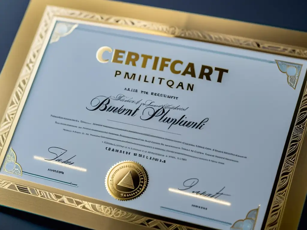 Detalle de certificado de patente moderno con diseño profesional