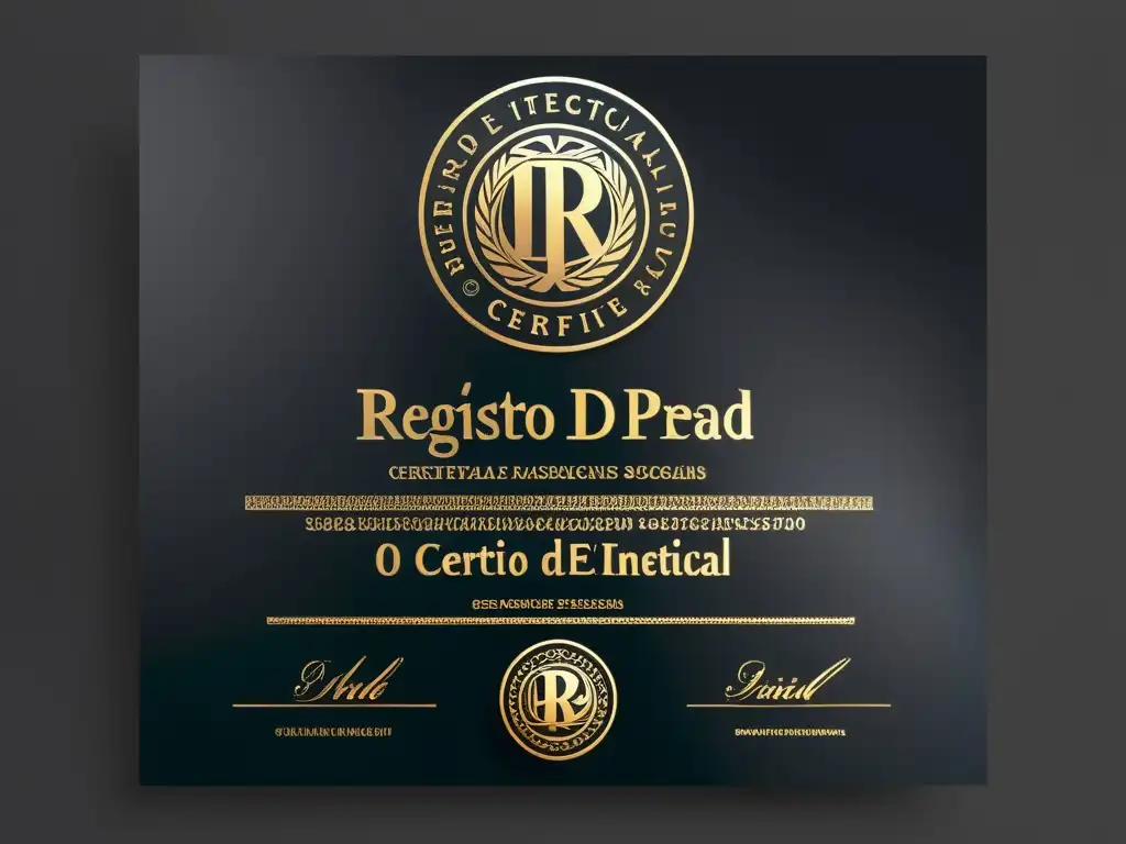 Certificado de Registro de Slogans: Elegancia Intelectual Detalle de certificado de registro de slogans en propiedad intelectual, elegante y profesional
