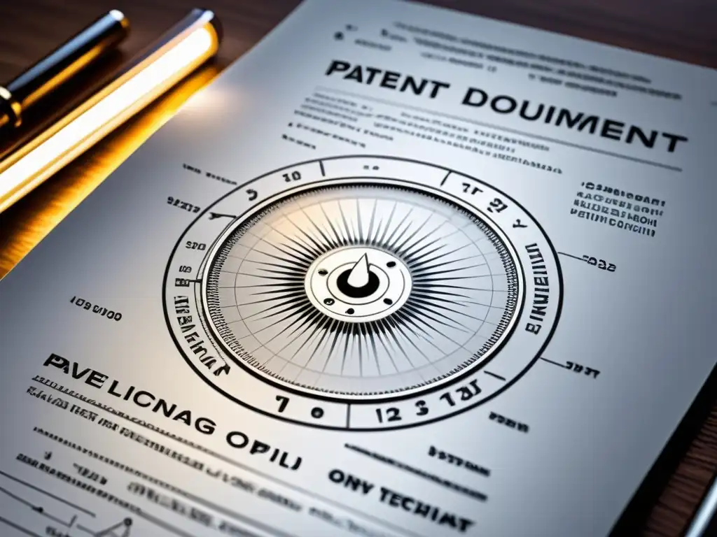 Detalle de un documento de patente con complejos diagramas y texto técnico