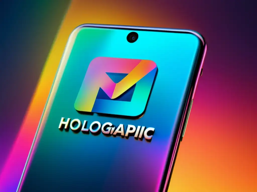 Detalle de holograma con logotipo de marca no tradicional en dispositivo futurista, reflejando innovación en protección de marcas