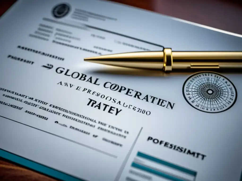 Detalle impresionante de un documento de patente, resaltando la importancia del Tratado de Cooperación de Patentes a nivel global