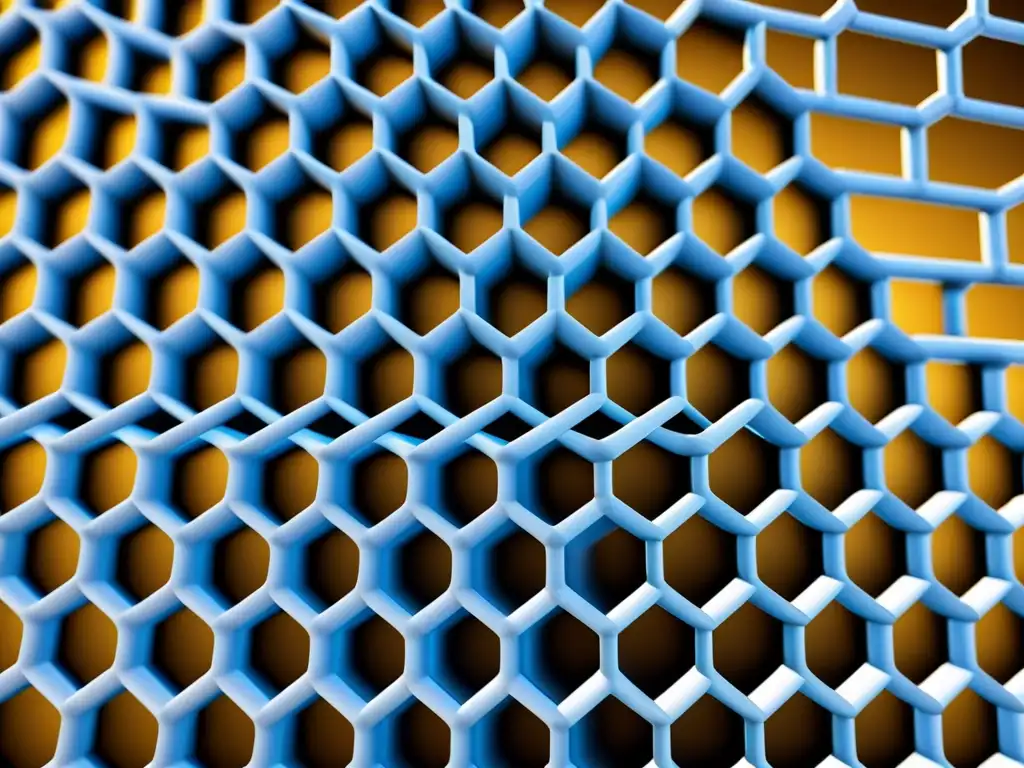 Detalle increíble de la estructura de grafeno con átomos de carbono en patrón hexagonal
