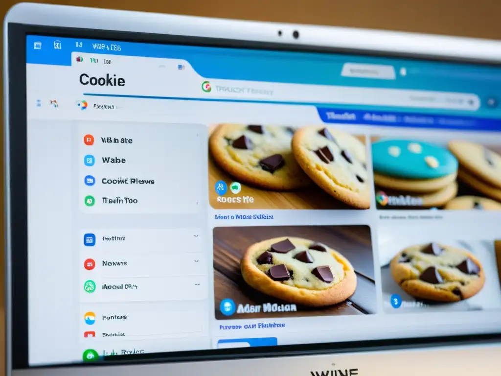 Detalle de pantalla de computadora con múltiples pestañas mostrando consentimientos de cookies, rastreo y políticas de privacidad en sitios web