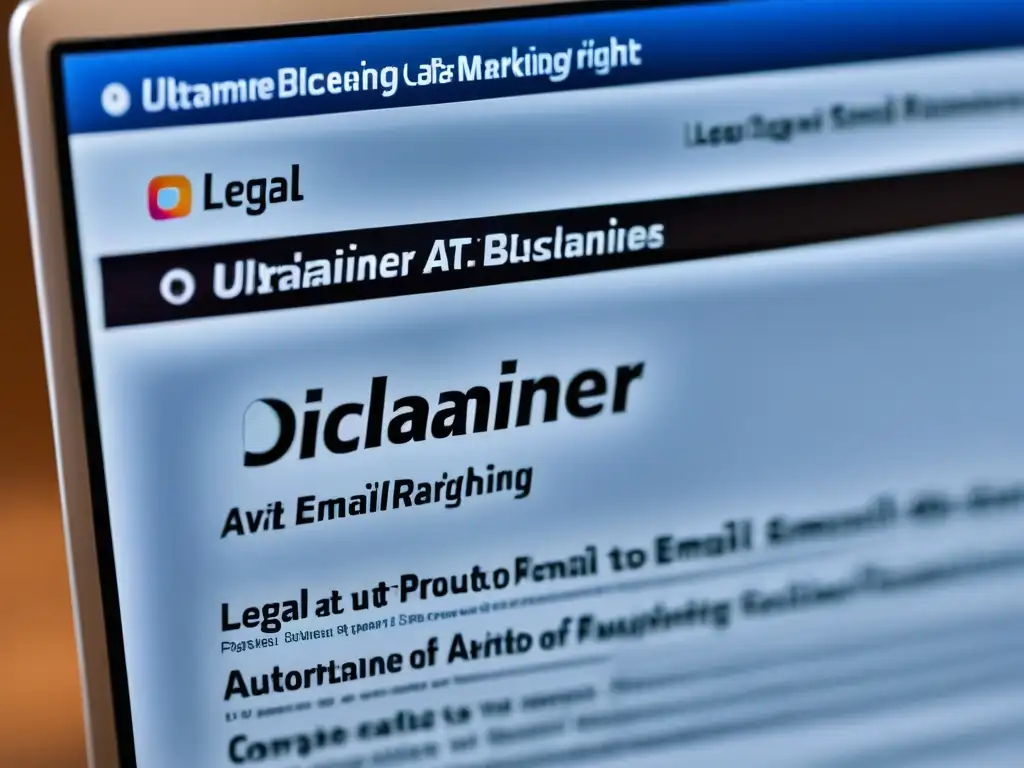 Detalle de pantalla de ordenador con correos legales propiedad intelectual en elegante diseño y colores modernos
