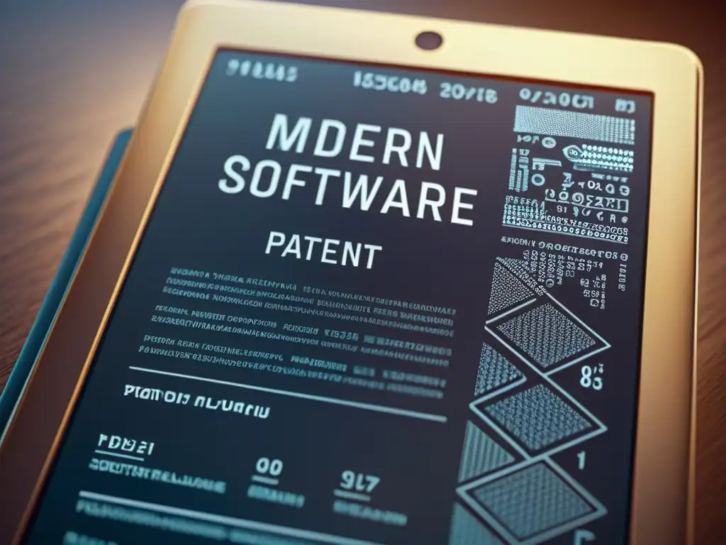 Detalle en pantalla de patente de software: complejidad y profesionalismo