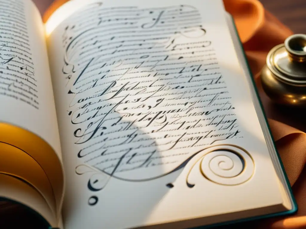 Detalle de un poema bellamente escrito a mano en un libro abierto, protección derechos autor poesía