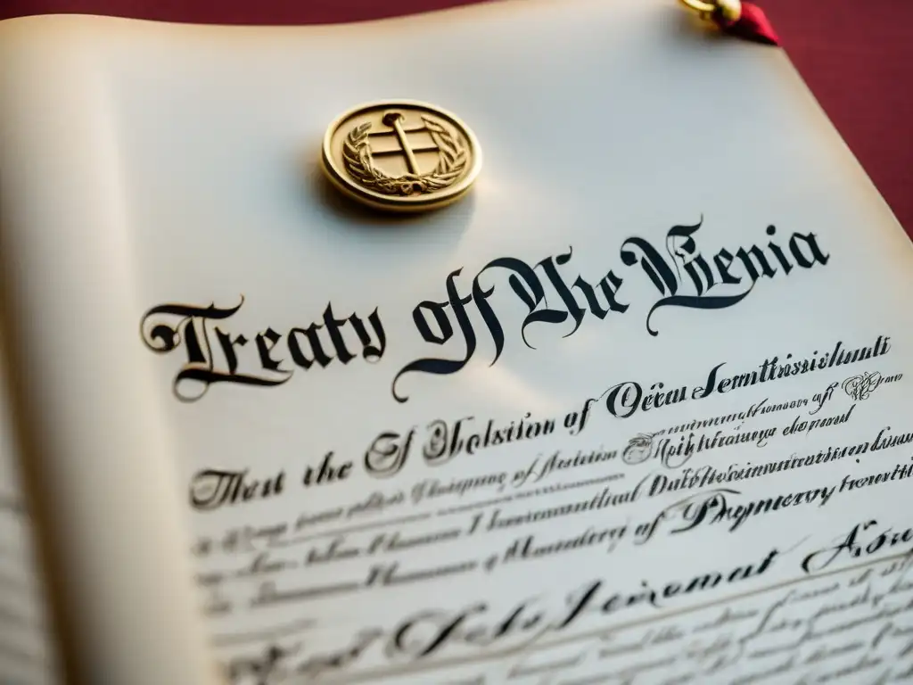 Detalle del Tratado de Viena sobre Propiedad Intelectual, evocando relevancia histórica y legal