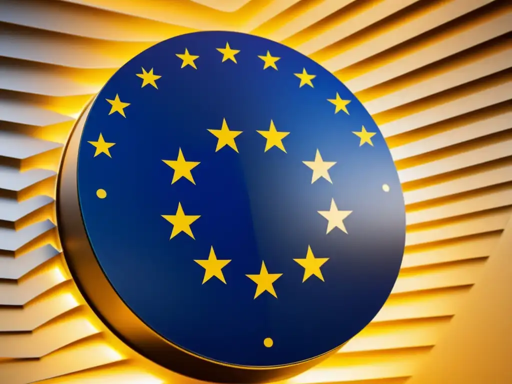 Detalle ultramoderno del símbolo de la Unión Europea, con patrones geométricos vibrantes