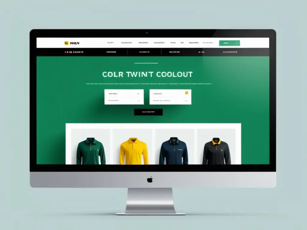 Diseño de marca para comercio electrónico: Interfaz web moderna, minimalista y sofisticada con colores vibrantes y navegación amigable