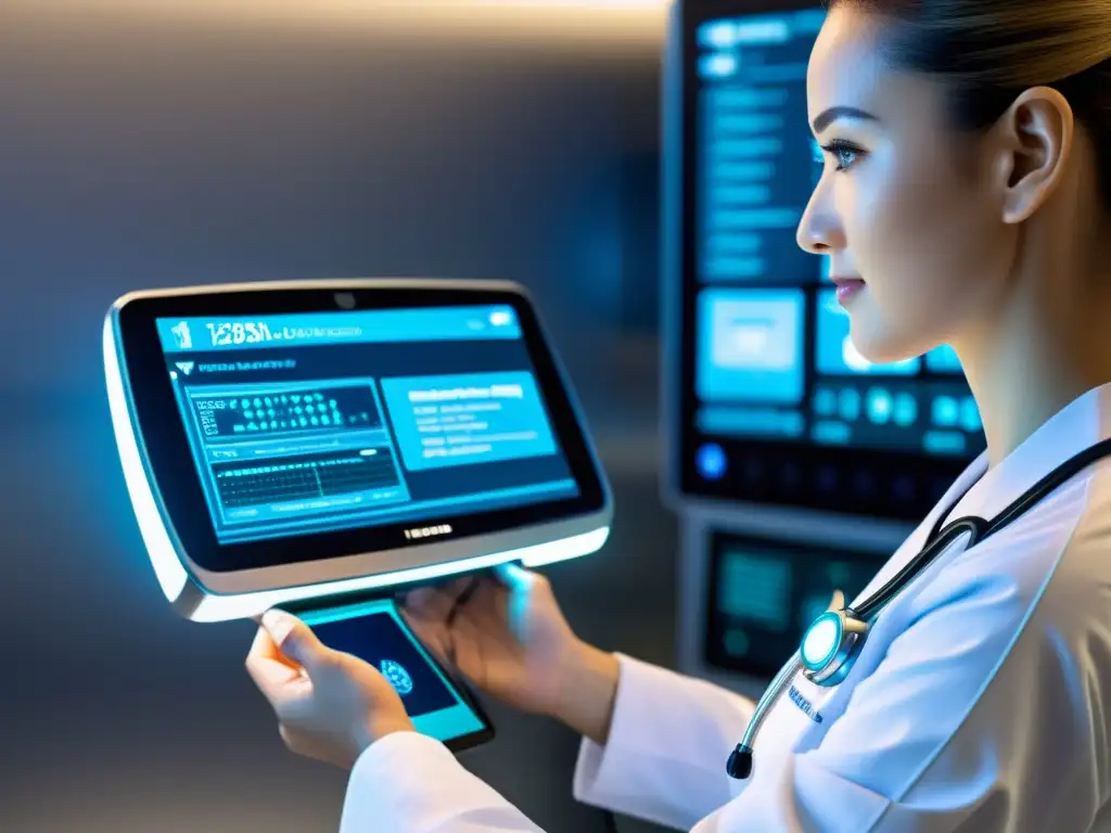 Un dispositivo médico futurista en un entorno tecnológico avanzado