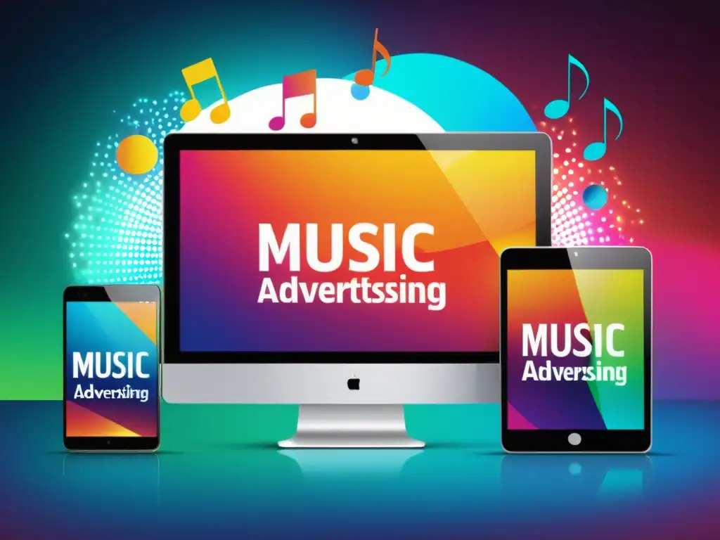Diversa publicidad digital en dispositivos modernos, con contenido creativo y profesional que refleja los derechos de autor en publicidad digital