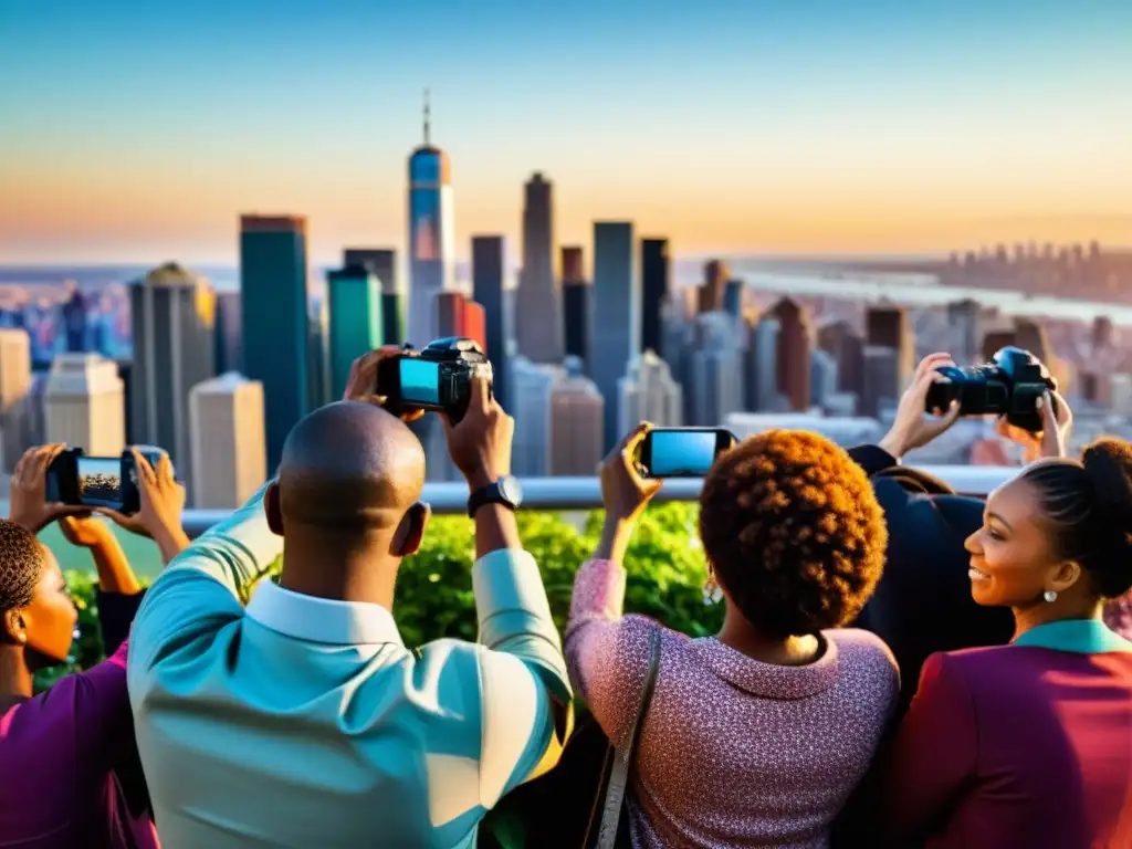 Diverso grupo de fotógrafos capturando la ciudad