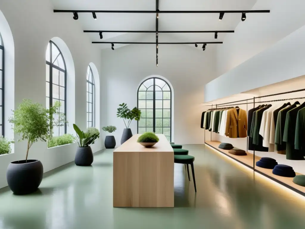 Un elegante y moderno atelier de moda, con diseño minimalista y sostenible