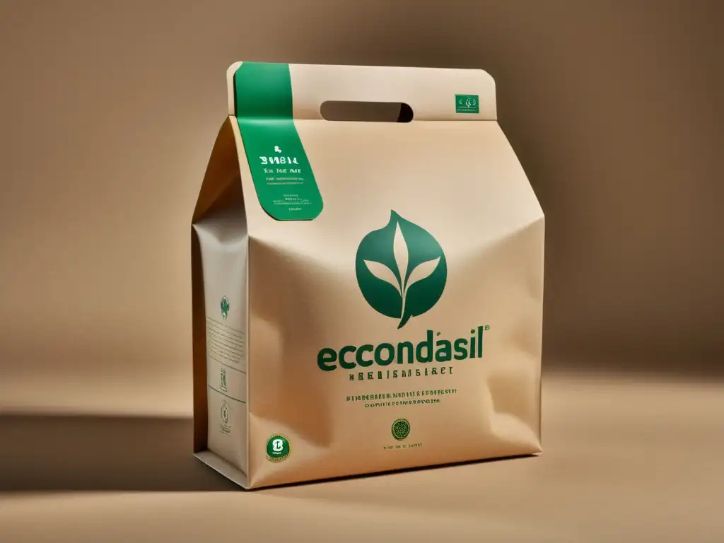 Empaque ecológico moderno y detallado, con diseño minimalista y logo sostenible