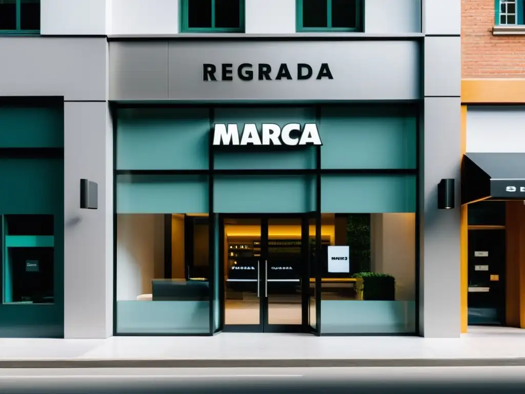 Entrada moderna con logo de Marca Registrada, transmite seguridad legal y profesionalismo