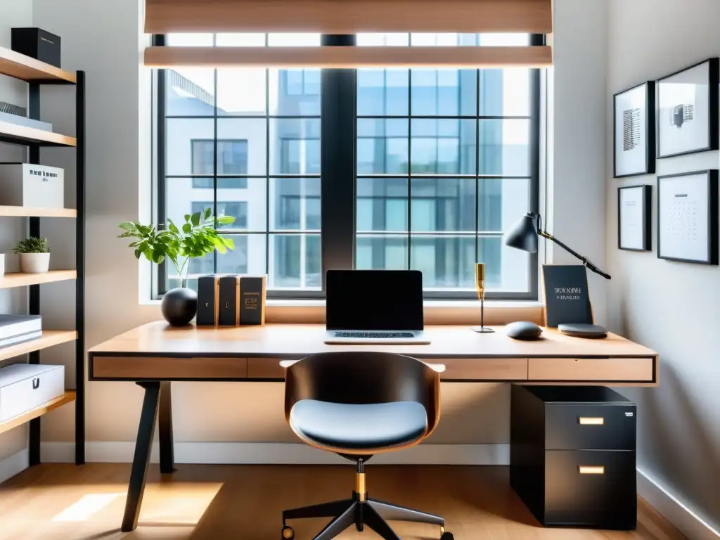 Espacio de trabajo moderno y elegante con motivación y productividad