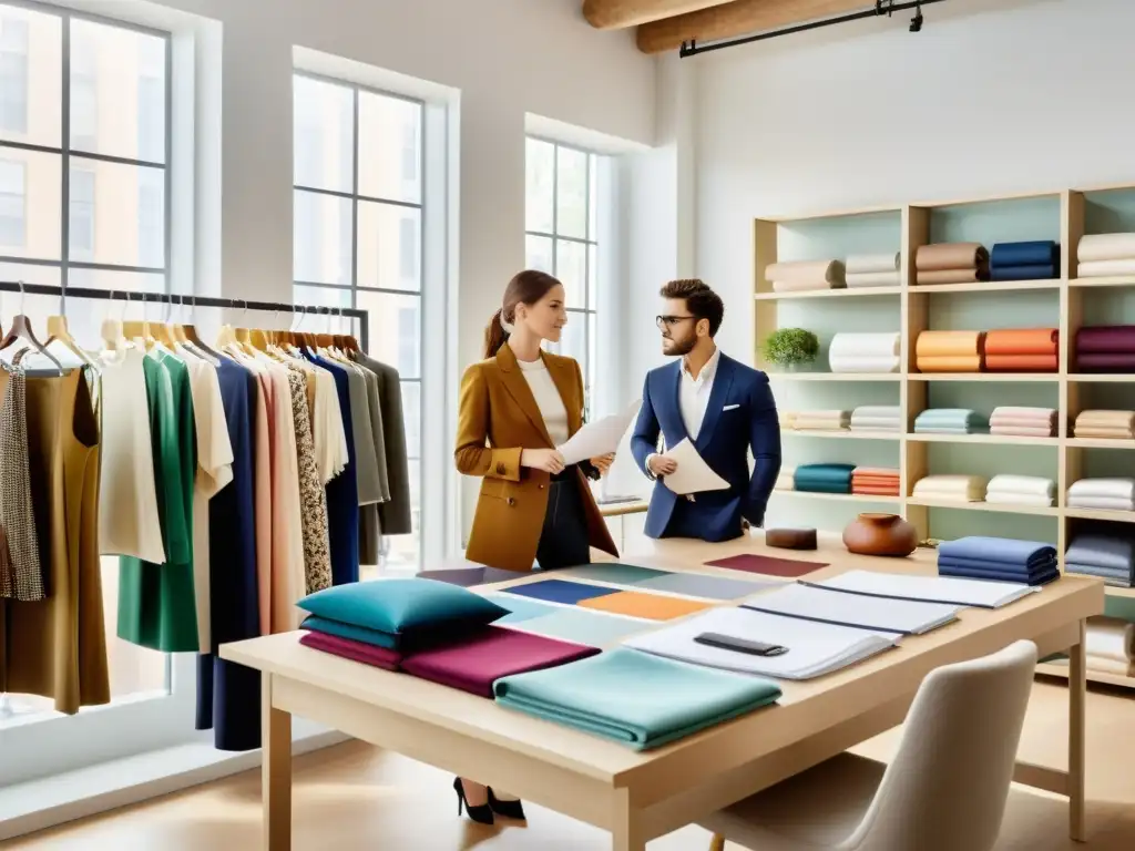 Estudio de moda moderno y elegante con diseño de prendas y accesorios