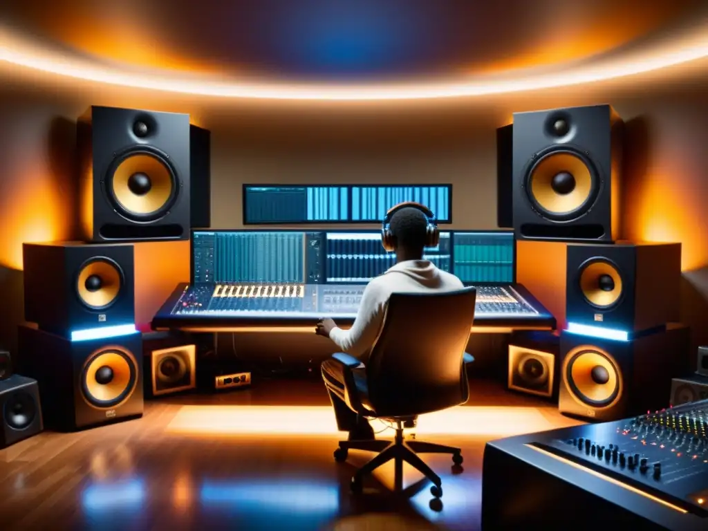 Un estudio de grabación moderno y elegante con equipo de última generación