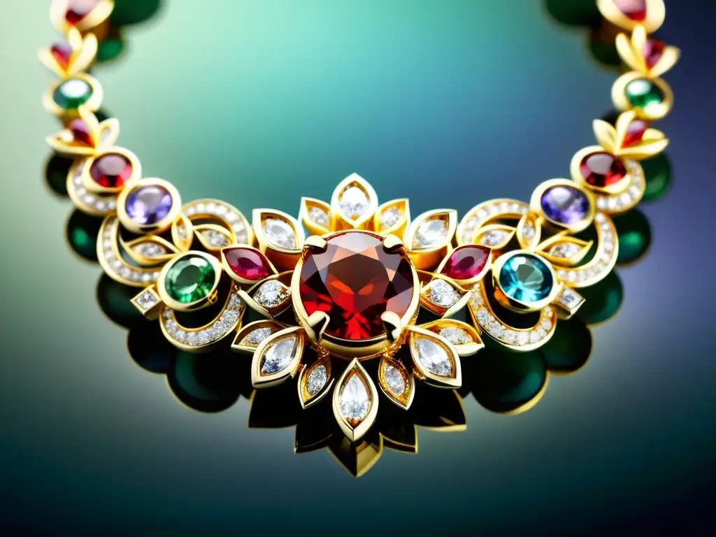 Exquisita joyería extranjera con vibrantes gemas y elegante diseño, capturando lujo y sofisticación