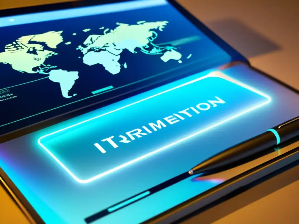 Formulario de Registro de Marca Global: Tecnología Futurista Formulario de registro de marcas internacionales para startups en interfaz holográfica de alta tecnología